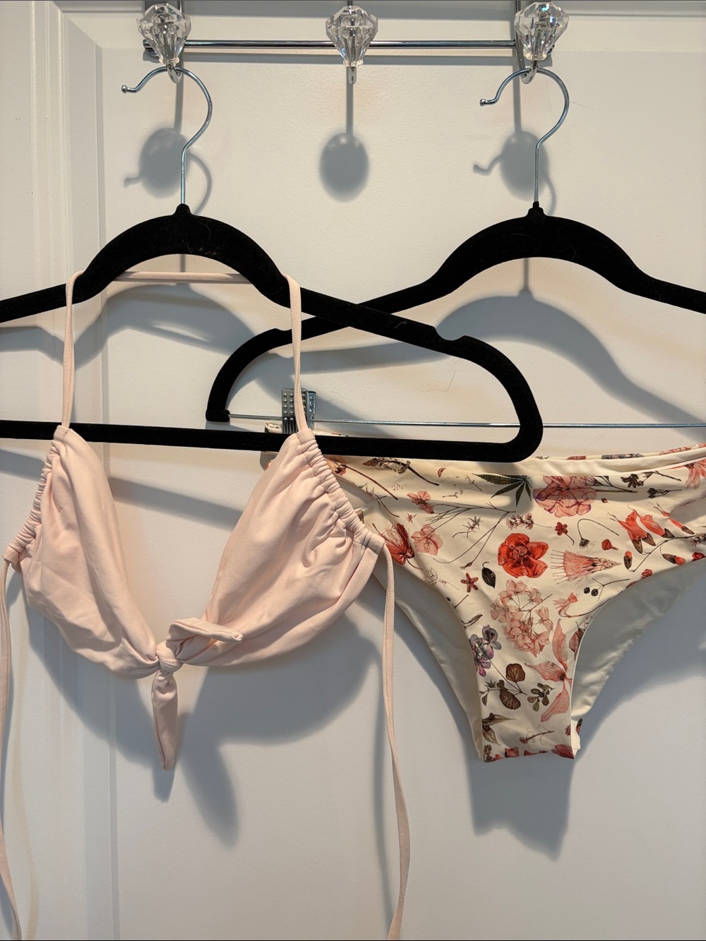 l*space Light Blush Pink Top with Cream Floral Bikini Bottom